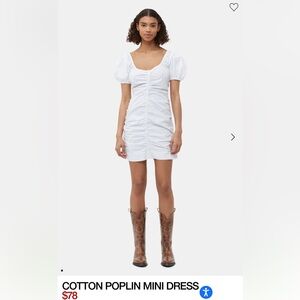 ganni cotton poplin mini dress in white